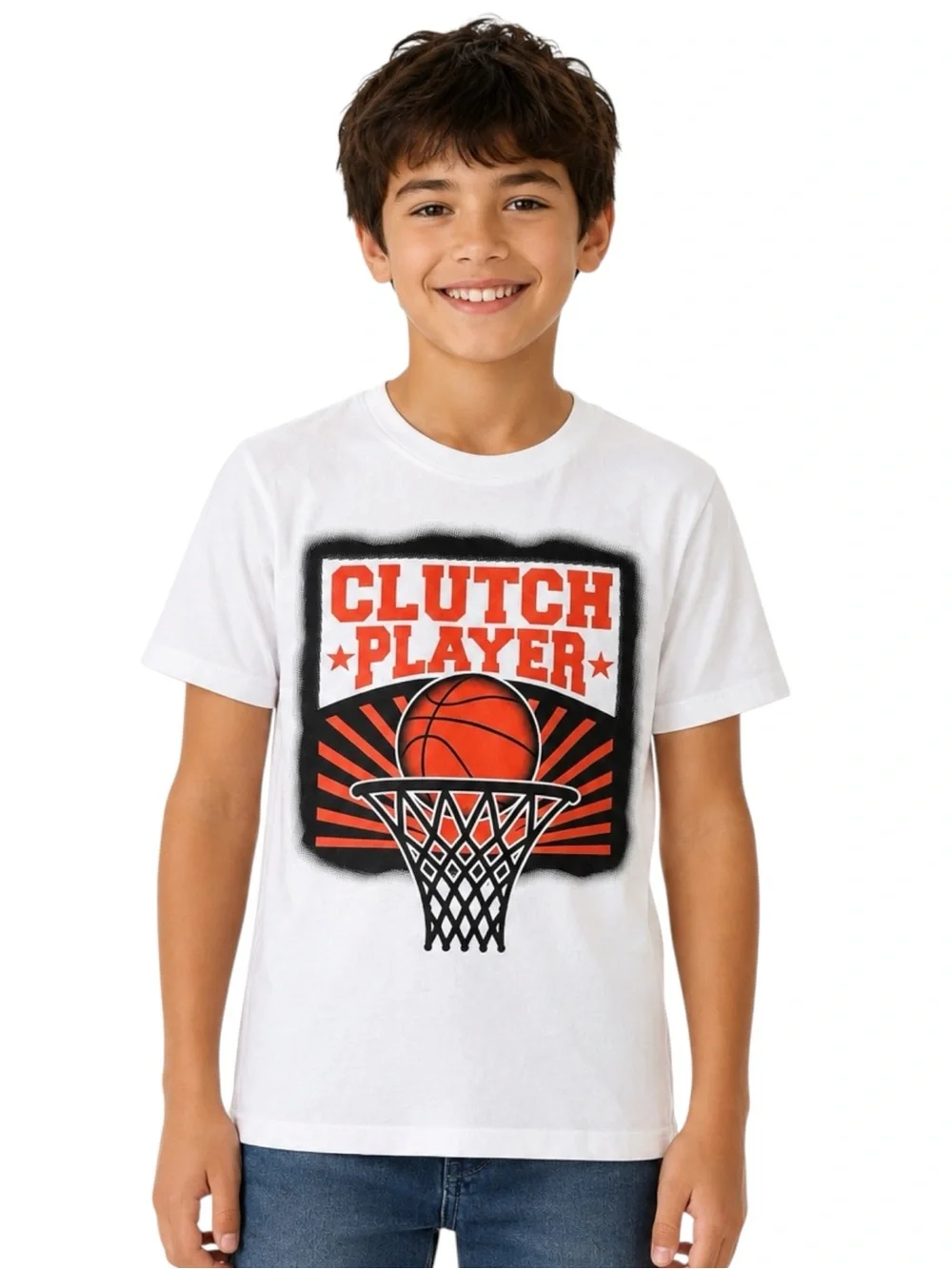 The Children’s Place Boys Clutch Player Basketball Graphic Tee White Size Large